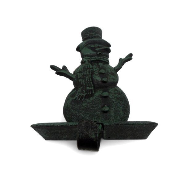 Snowman STOCKING HOLDER Rustic Cast Iron Christmas Decor - Picture 6 of 11